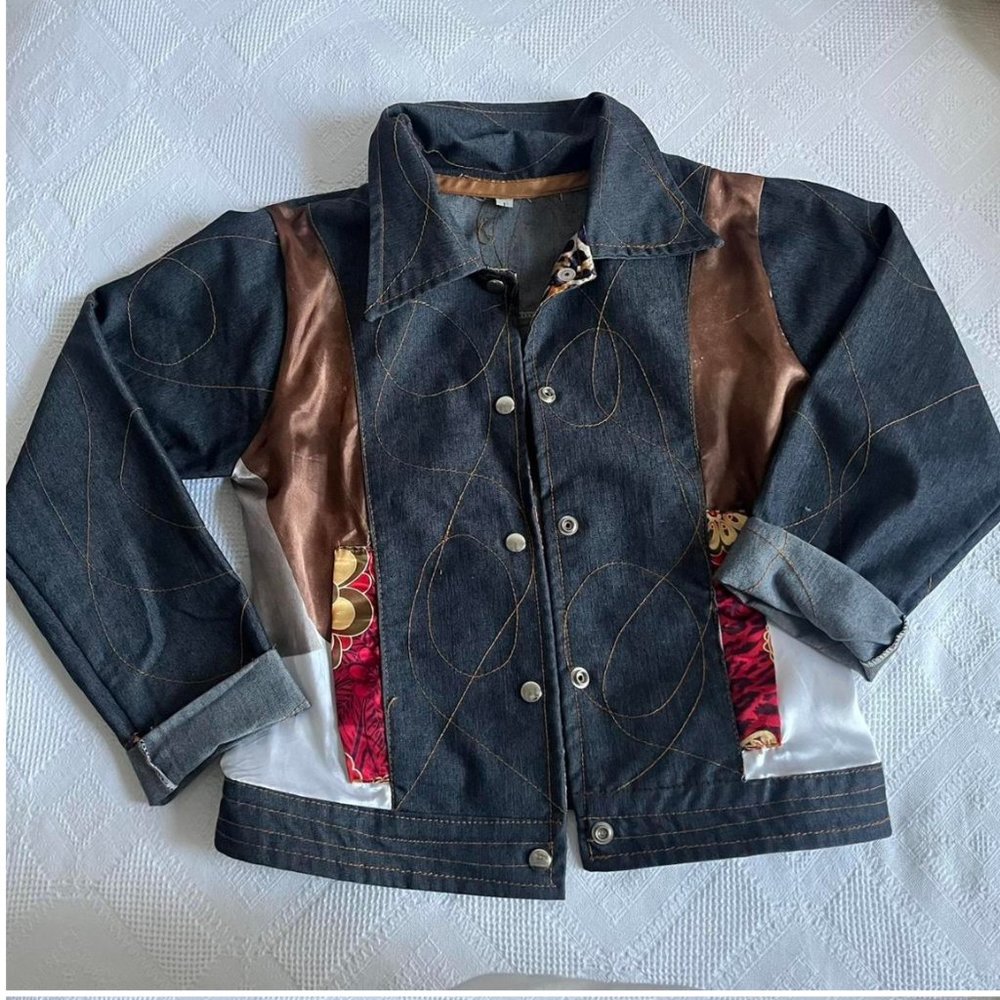 Printed Jean & Silk Jacket